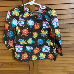 J. Khaki Colorful Owl Print Kids Top Size 3T